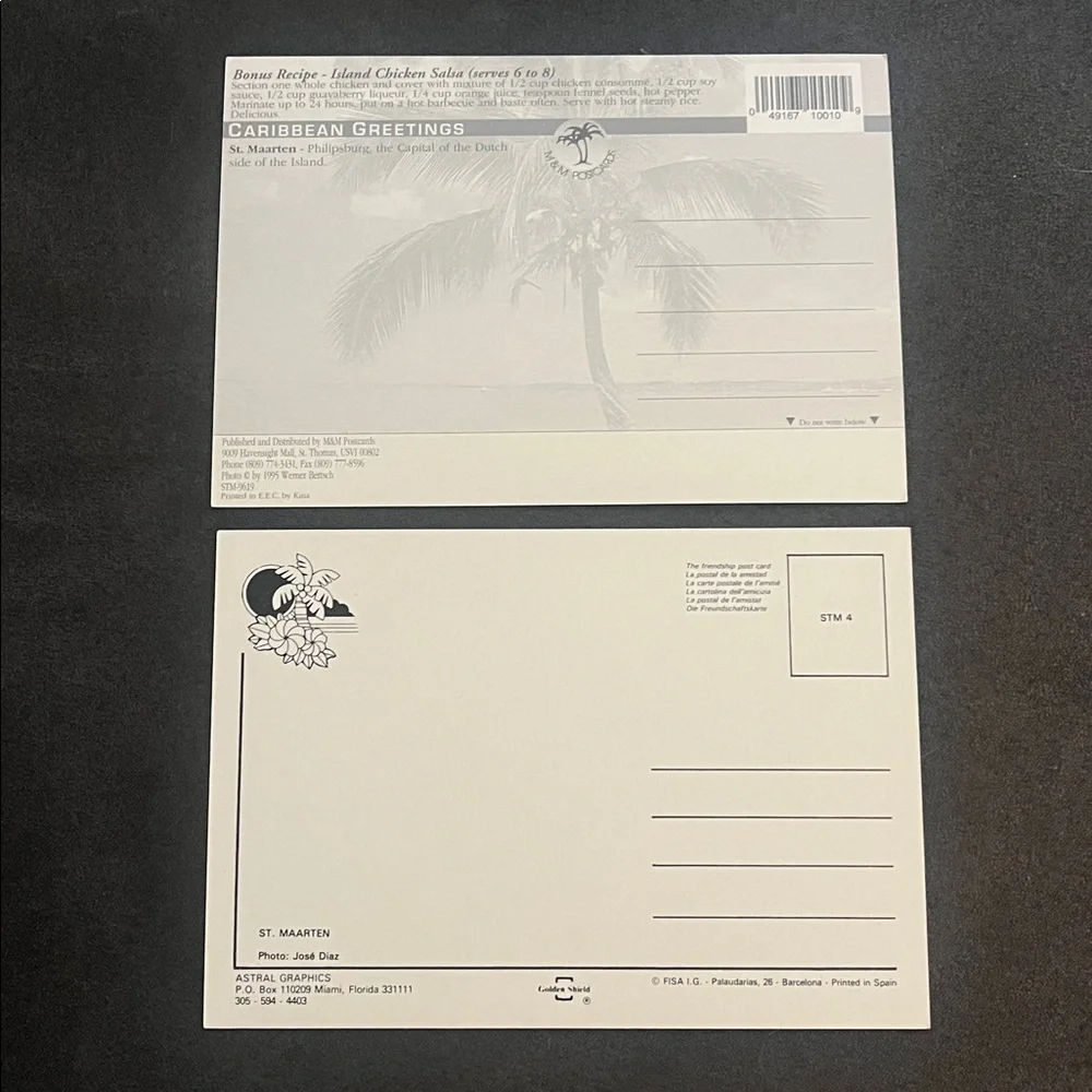 2 St Martin Sint Maarten Philipsburg Caribbean Unposted Postcard Postcards